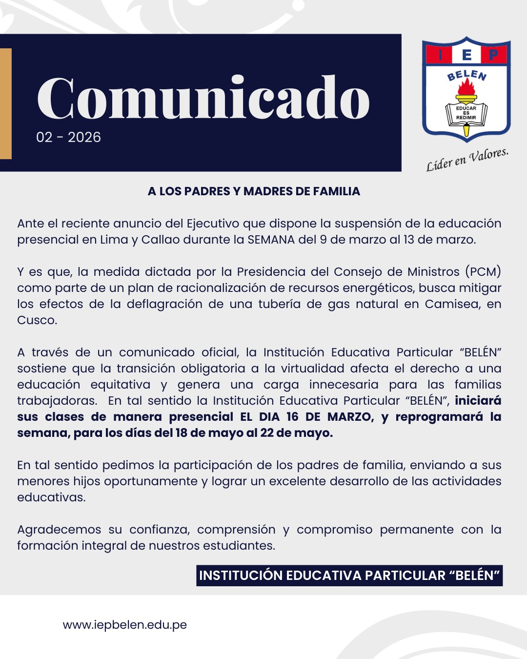 COMUNICADO GENERAL N°02-2026