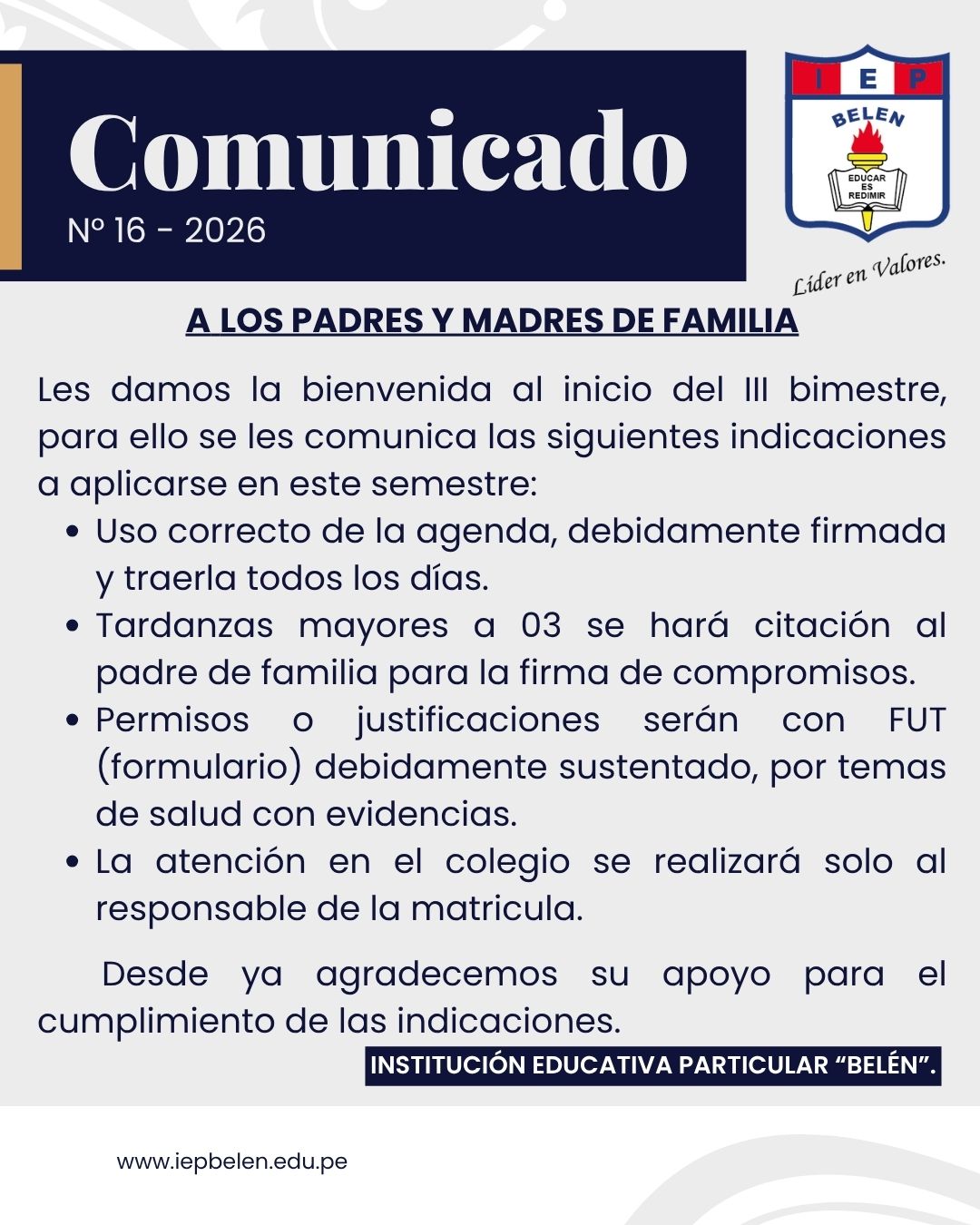 COMUNICADO GENERAL N°16-2026