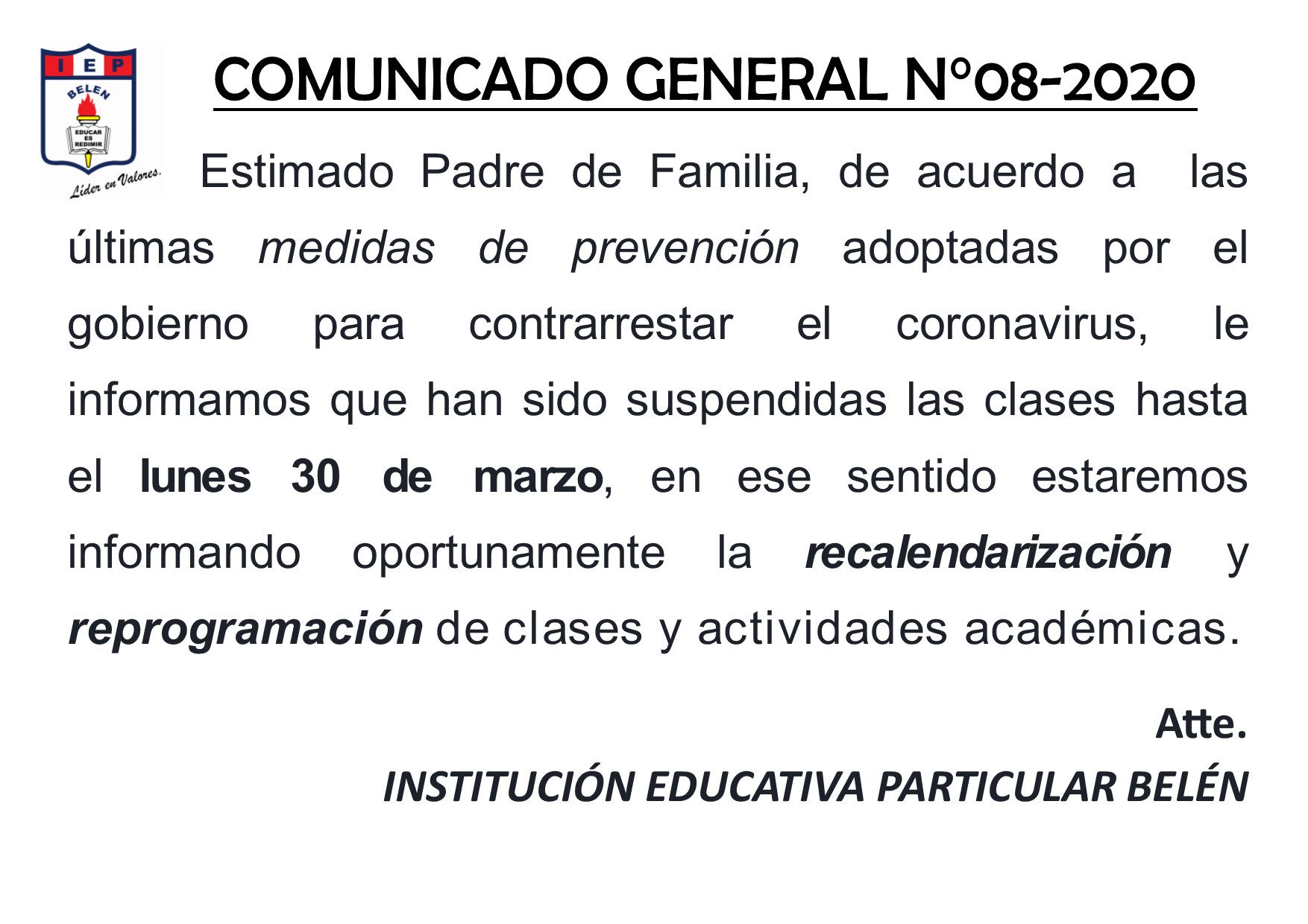 Comunicado General N° 08-2020