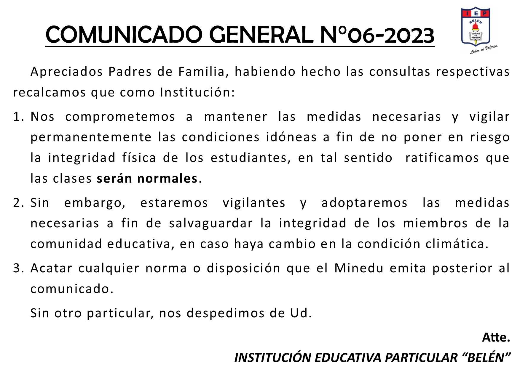 Comunicado General N° 06-2023