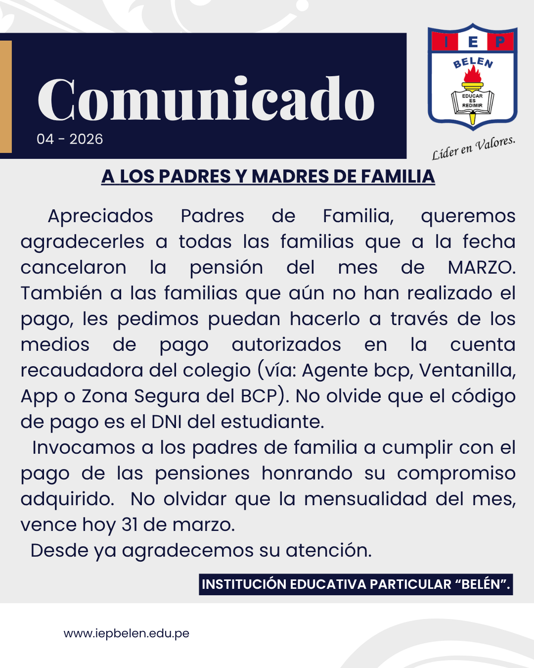 COMUNICADO GENERAL N°04-2026